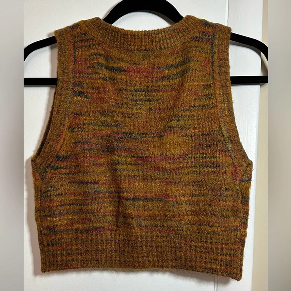 NWT For Love & Lemons Button Up Cropped Sweater Vest Space Dye Size Large - Picture 11 of 15